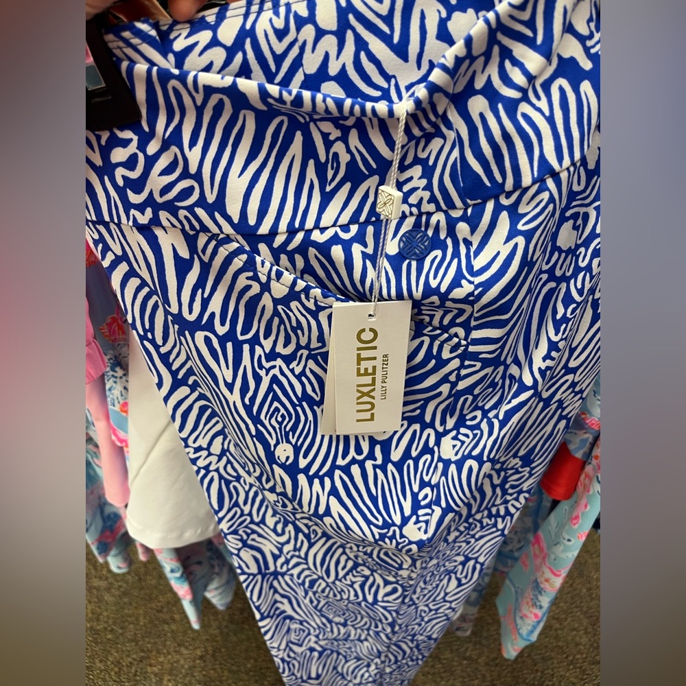 Lilly Pulitzer Luxletic Blue and White Patterned Skirt